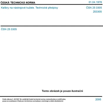 ČSN 25 3305 - Kalibry na nástrojové kužele. Technické předpisy - Tisk