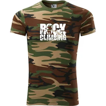 Pánské tričko Rock climbing - Army CAMOUFLAGE - S ( Hnědý maskáč )