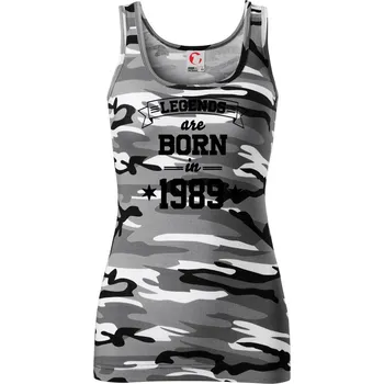 Dámské tričko Legends are born in 1989 - Dámské Maskáčové tílko - XS ( Šedý maskáč )