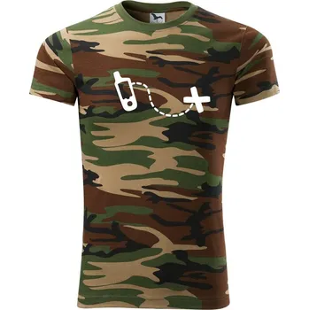 Pánské tričko Gps cache - Army CAMOUFLAGE - S ( Hnědý maskáč )