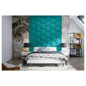 Předsíňová stěna Čalouněný nástěnný panel Hexagon 40 x 34,5 x 5 cm zelenomodrá