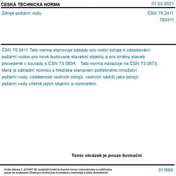 ČSN 75 2411 - Zdroje požární vody - Tisk