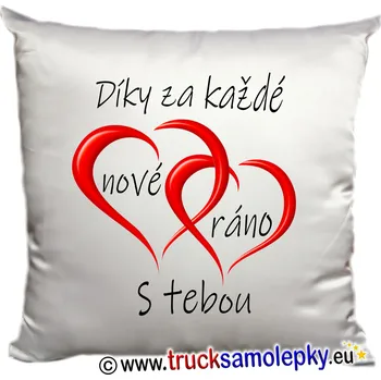 Polštář Polštář z lásky - Díky za každé ráno (Polštář ( povlak včetně polštáře) velikost 40 x 40 cm, materiál satén )