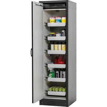 Protipožární skříň na nebezpečné látky asecos Basis-Line typ 30-66L, antracit-šedá, 6 ks vany