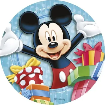 Jedlá dekorace na dort Dekora Fondánový list na dort Mickey a dárky 20 cm