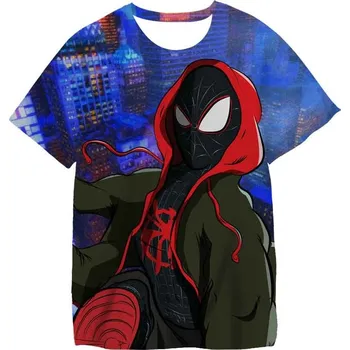 Dívčí tričko Spiderman Barevná dětská trička s motivem Spidermana, 3-14 let Motiv: spiderman v kapuci nad městem, Velikost: 100 (4 roky)