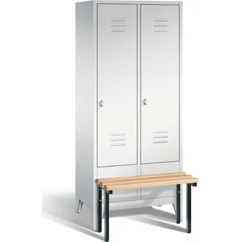 Šatní skříň Šatní skříň typ Cabo s lavičkou, 2 oddíly, š 810, v 1850, h 500/815 mm, šedá