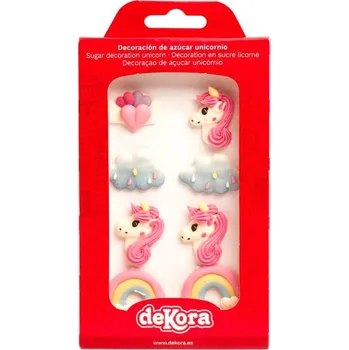 Jedlá dekorace na dort Cukrová dekorace jednorožec, mraky a duha - Dekora