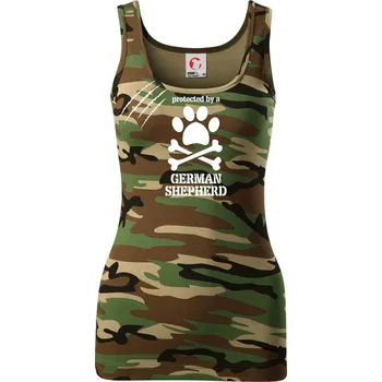 Dámské tričko Německý ovčák - protected - Dámské Maskáčové tílko - S ( Hnědý maskáč )