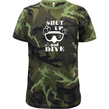 Chlapecké oblečení Shut up and dive - Dětské maskáčové triko - 104-110cm / 3-4 roky ( Zelený maskáč )