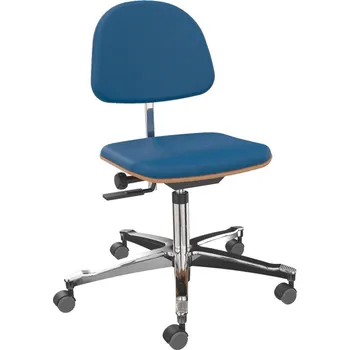 Pracovní židlička, sedátko modré, křížová noha z hliníku