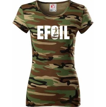 Dámské tričko Efoil nápis - Dámské maskáčové triko - XS ( Hnědý maskáč )
