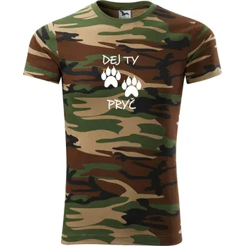 Pánské tričko Dej ty tlapy pryč - Army CAMOUFLAGE - 2XL ( Hnědý maskáč )