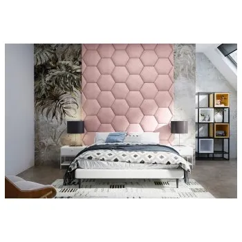 Předsíňová stěna Čalouněný nástěnný panel Hexagon 40 x 34,5 x 3 cm světle růžová