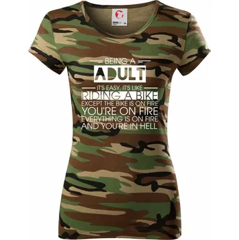 Being a adult - bike - Dámské maskáčové triko - L ( Hnědý maskáč )