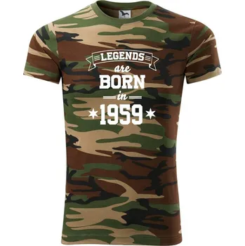Pánské tričko Legends are born in 1959 - Army CAMOUFLAGE - 3XL ( Hnědý maskáč )