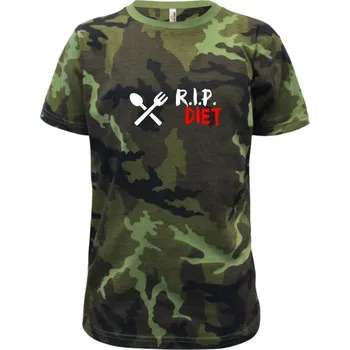 R.I.P. Diet - Dětské maskáčové triko - 134 cm/8 let ( Zelený maskáč )