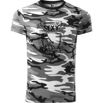 Pánské tričko Nesnáším být sexy cyklista / Nesnáším být sexy cyklistka - Army CAMOUFLAGE - XS ( Šedý maskáč )