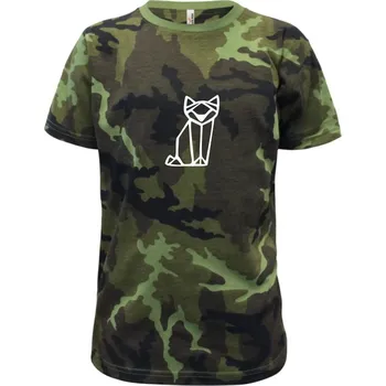 Chlapecké oblečení Geometrire - liška - Dětské maskáčové triko - 104-110cm / 3-4 roky ( Zelený maskáč )