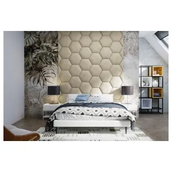 Předsíňová stěna Čalouněný nástěnný panel Hexagon 30 x 26 x 3 cm béžová