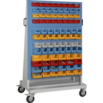 Rudeta Mobilní oboustranný regál 1600x980x615 mm, 176 boxů + doprava zdarma