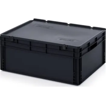 Přepravka na jídlo Plastová ESD Euro přepravka 800x600x320 mm, s víkem, plný úchyt + doprava zdarma