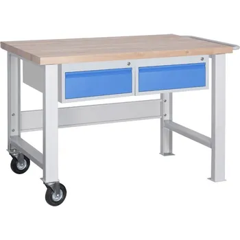 Průmyslová sponka Dílenský pojízdný stůl profi 1200 mm, 2x 1 zásuvka, 2 kola + doprava zdarma