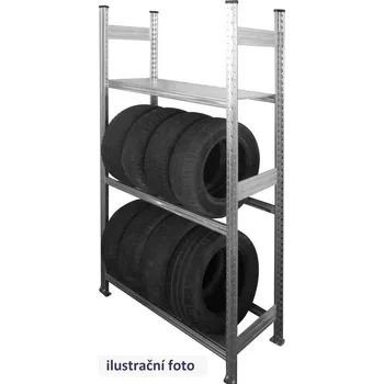 Dílenský regál Regál na pneumatiky 2025x1200x500, 1x police, 2x police na pneu + doprava zdarma