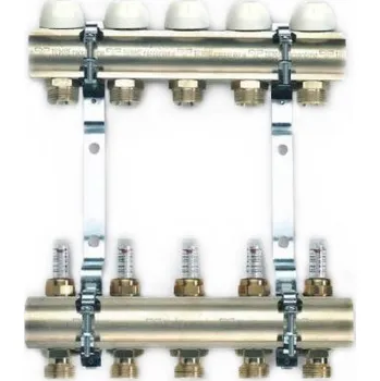 rozdělovač topení TIEMME 1" Rozdělovač s průtokoměry a ventily, 8 okruhů TM3856G060508