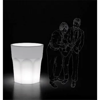 Taburet EURO 3 PLAST S.p.A. Svítící květináč Cubalibre Light - 8223, , Barva (official) Bílá, Varianta Indoor (vnitřní prostředí)