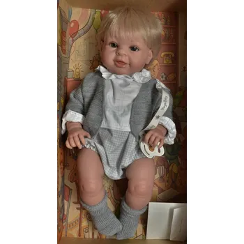 Panenka Realistické miminko - holčička- Paula v šedém kabátku od firmy Lamagik (Realistická miminka ze Španělska)