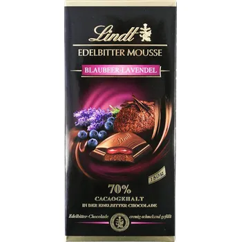 Čokoláda Lindt hořká čokoládová pěna s borůvkami a levandulí 150 g