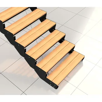 Schodnice TLC ASTA modulové schody - Venkovní protiskluzová deska(modřín) Výběr povrchové úpravy: PZ - pozinkovaný ocelový plech, Počet stupňů: 6