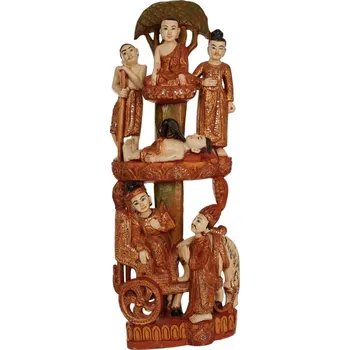 Socha Barma dřevo zlacený teak 93 cm