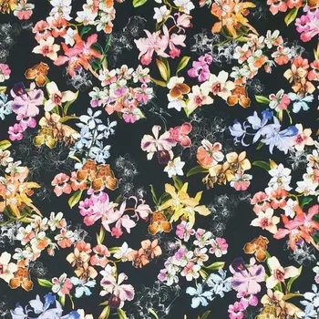 Šatovka černá, barevné orchideje, š.145