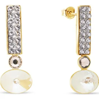 Náušnice Náušnice béžové se Swarovski Elements Lingo KGFM4122CLGD Light Grey DeLite