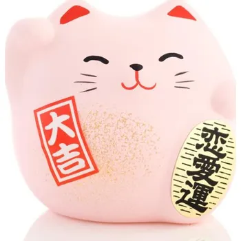 Japonská kočka štěstí Maneki Neko, růžová S
