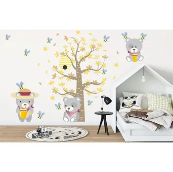 Samolepící dekorace Medvídek a včelky - M