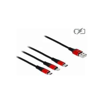 Datový kabel Delock Nabíjecí kabel USB 3 v 1 pro Lightning™ / Micro USB / USB Type-C™, 1 m