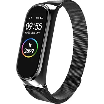 Sportovní měřič Kovový náramek milánský tah pro Xiaomi Mi Band 5 a 6 Barva: Černý