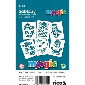 Šablony na malování 6 ks - sada "Y1", Mořský svět