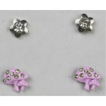 Náušnice UNI Náušnice mochomůrka + kytička 2 páry Barva: fialová