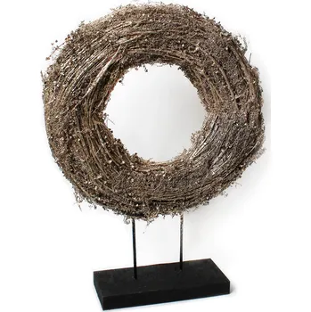 Vánoční dekorace Kruh stojan vánoční proutí pr.28V41cm šampáň (785890)