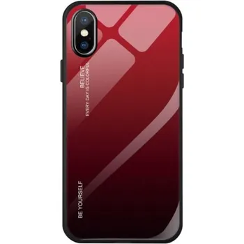 Pouzdro na mobilní telefon Kryt se skleněnou zadní stranou pro iPhone XS - červený