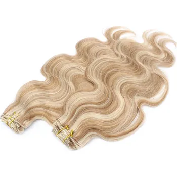 Příčesek Vlnitý clip in maxi set 53cm pravé lidské vlasy – REMY 200g - SVĚTLÝ MELÍR