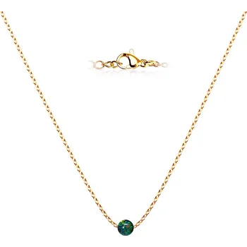 Náhrdelník NUBIS® Zlacený ocelový náhrdelník s opálem - kulička 5 mm - NBP63-OP32