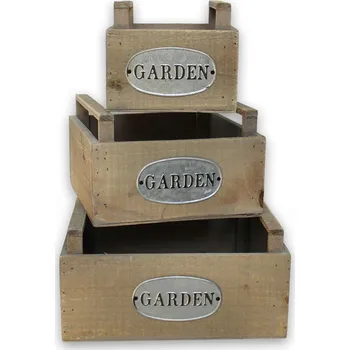 Zahradní dekorace Bedýnky Garden dřevo 3ks 22x22cm (798333)