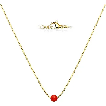 Náhrdelník NUBIS® Zlacený ocelový náhrdelník s opálem - kulička 5 mm - NBP62-OP45