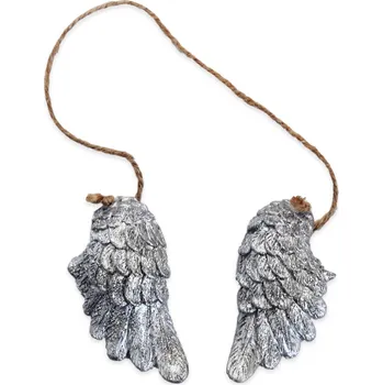 Vánoční dekorace Křídla závěs polyresin 8cm stříbrná (792102)