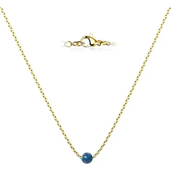 Náhrdelník NUBIS® Zlacený ocelový náhrdelník s opálem - kulička 5 mm - NBP62-OP01